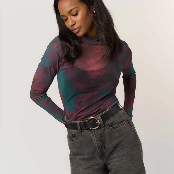 Multicolor Sheer Long Sleeve Top - Picture 1 of 2